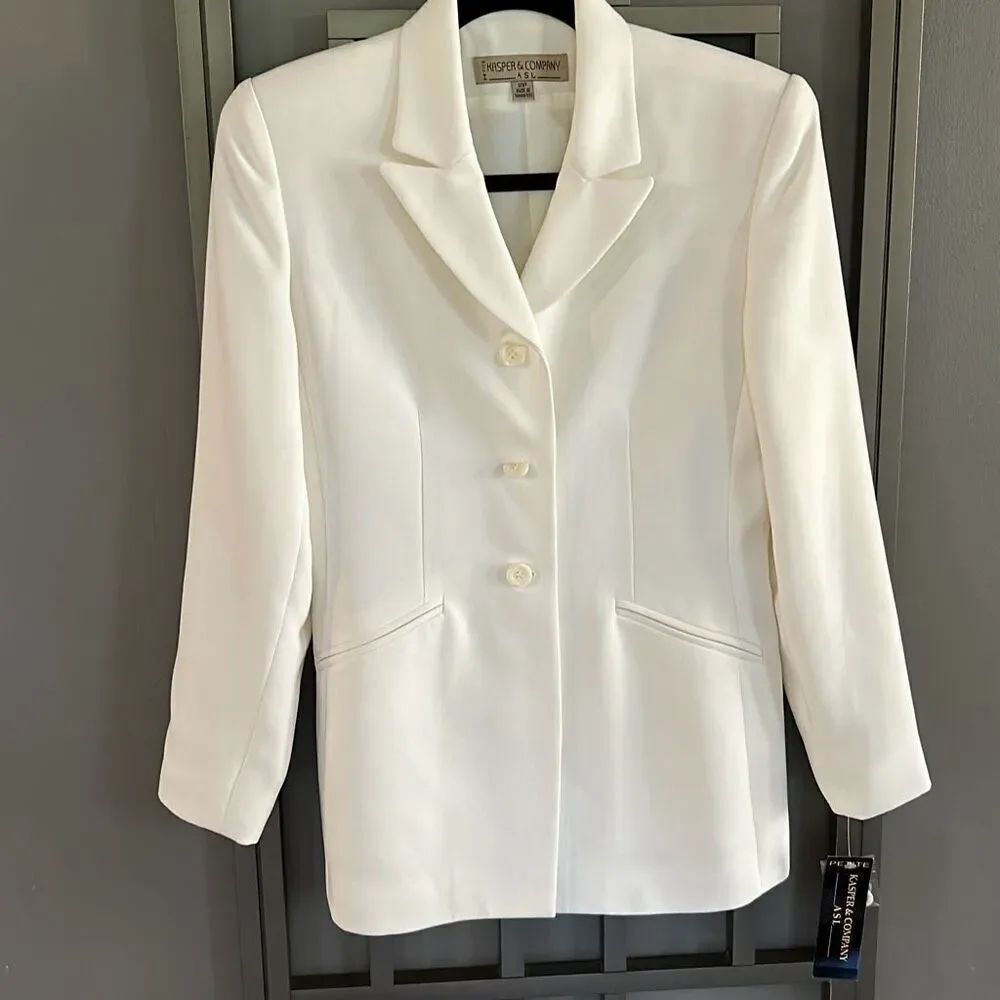 NWT Vintage Kasper & coโwhite blazer jacket with shoulder pads deadstock 2P